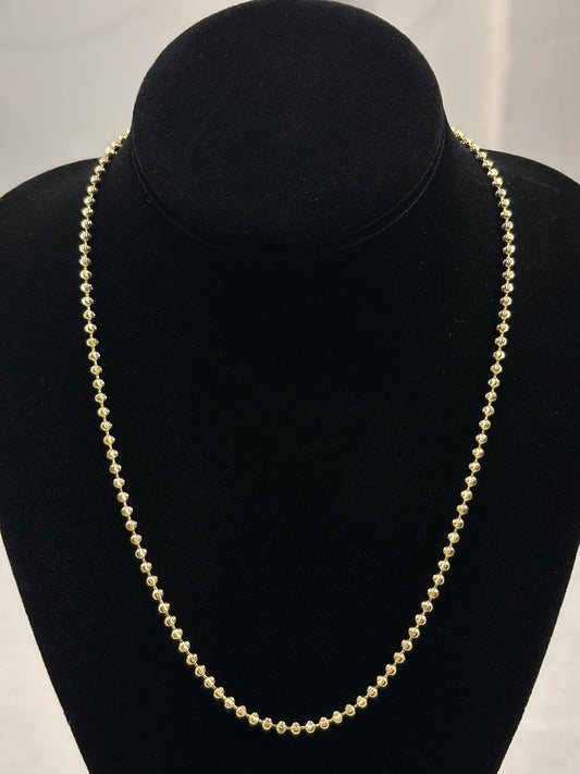 Classic 14k Gold Bead Moon cut Chain Necklace