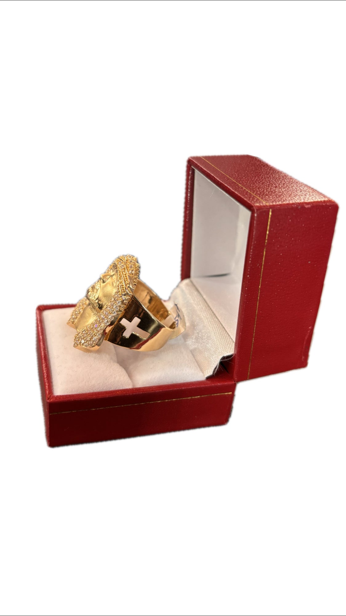 14k Yellow Gold Jesus Piece "Blood Crown" Ring