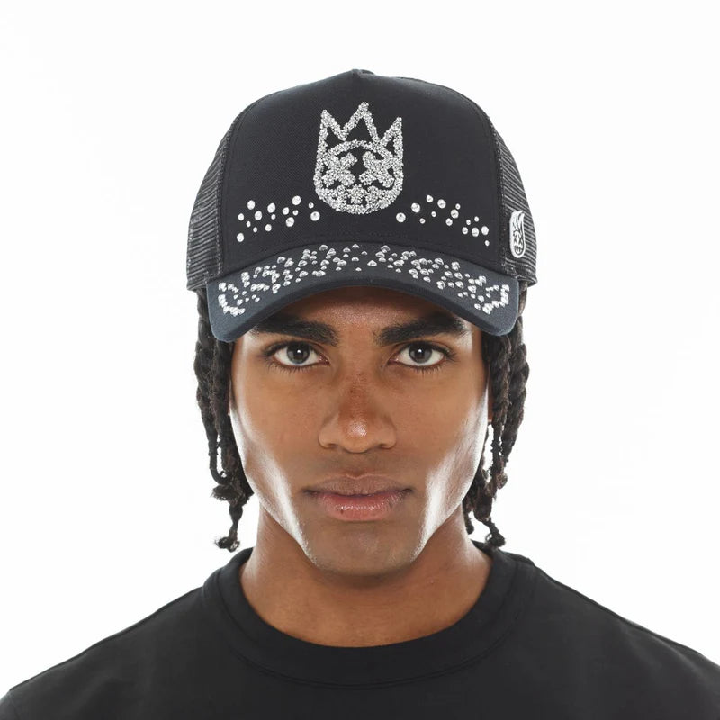 CULT MESH BACK TRUCKER HAT "CYRSTALS" (BLACK)