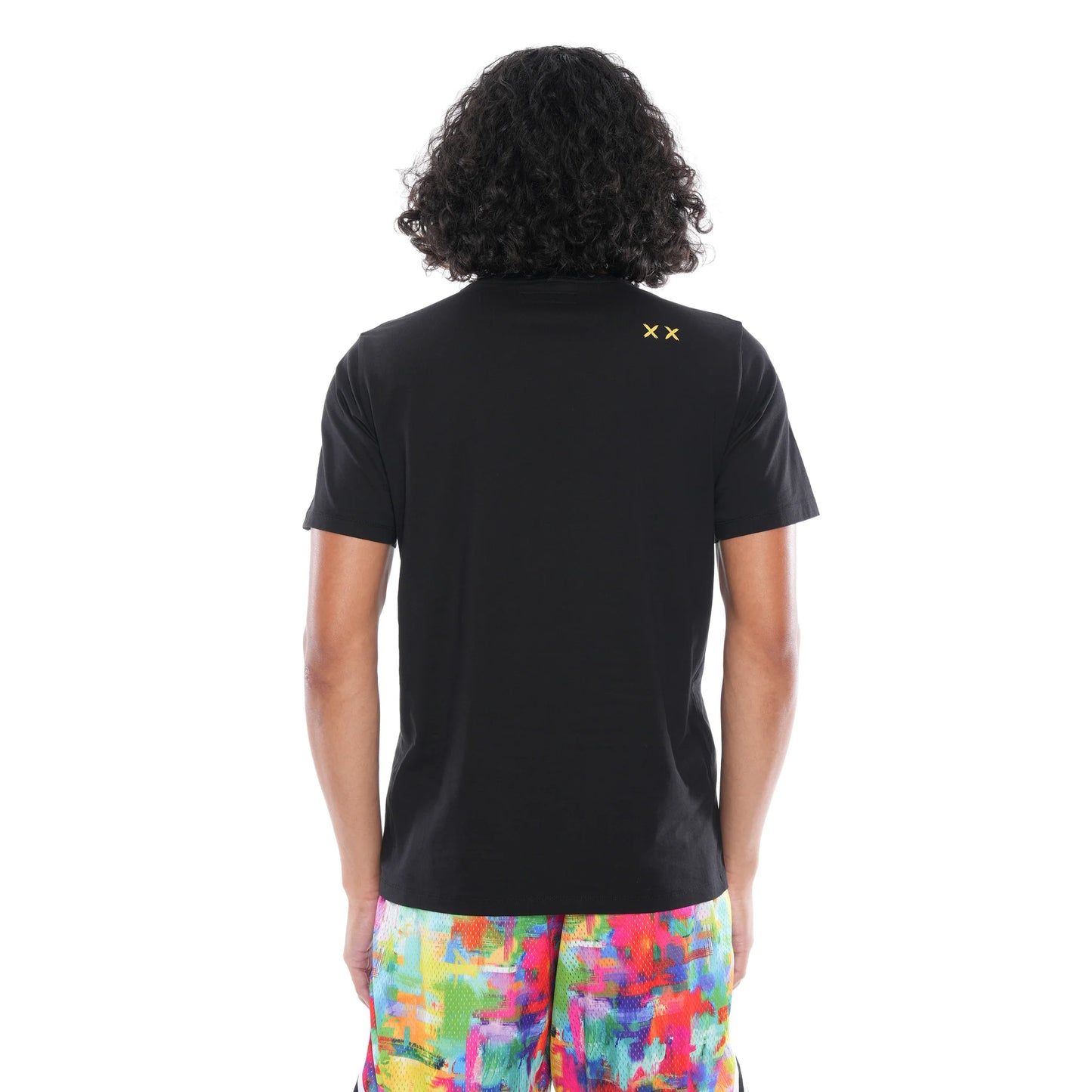 CAMISETA DE MANGA CORTA CON CUELLO REDONDO "LOGO DE PINTURA DE ACEITE" EN NEGRO