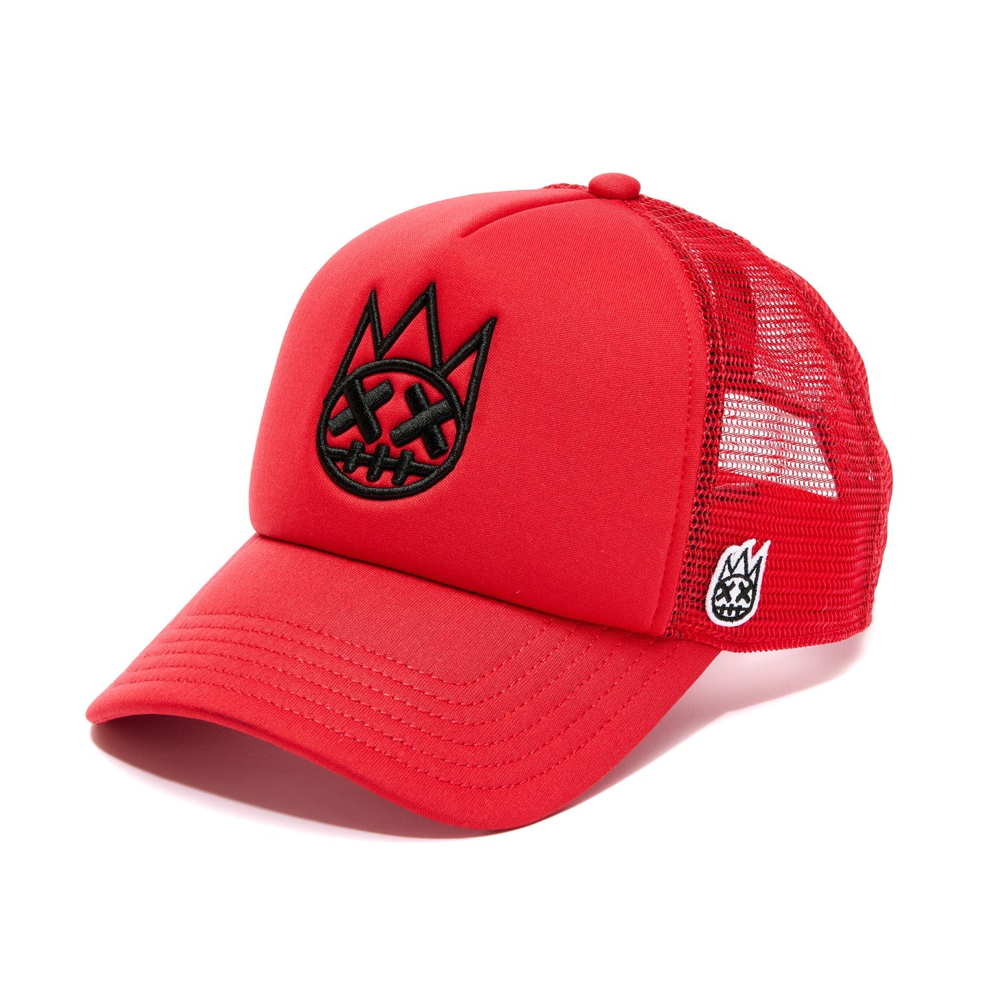CLEAN SHIMUCHAN LOGO MESH BACK TRUCKER HAT IN HIGH RISK RED