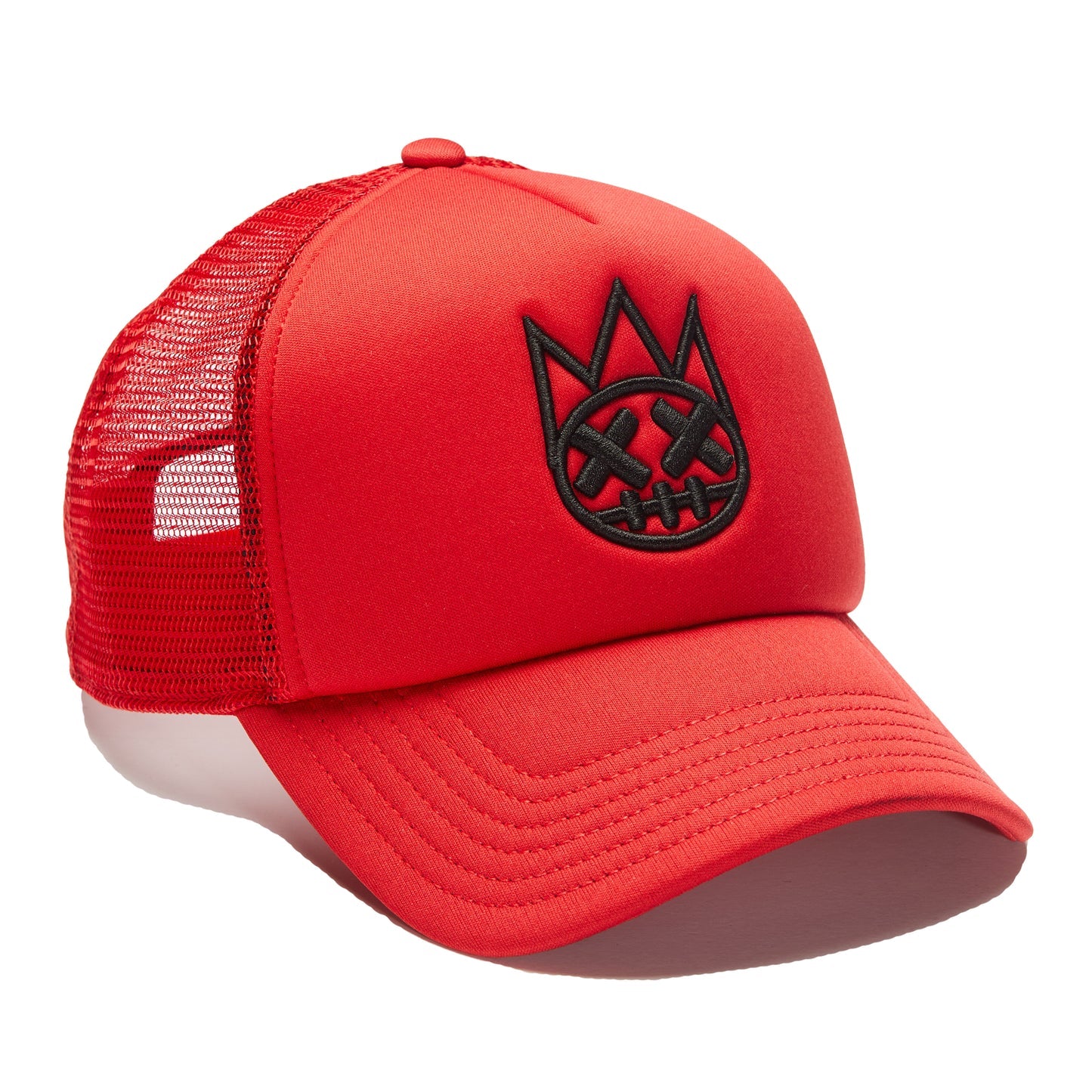 Clean Shimuchan Logo Mesh Back Trucker Hat in Risk Red