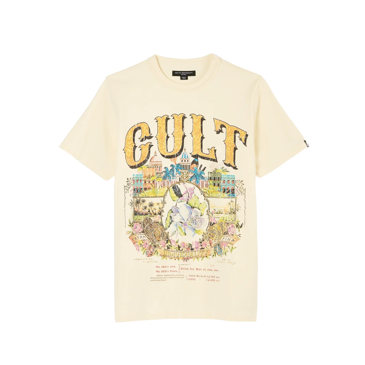 Cult's Heavyweight Short Sleeve Crew Neck Tee "Cuba" in Winter White