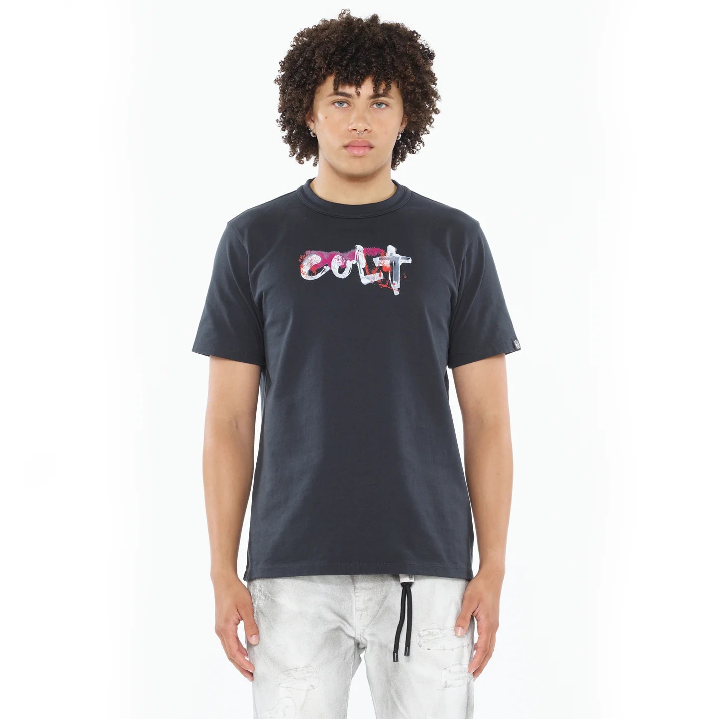 Cult's Heavyweight Short Sleeve Crew Neck Tee "Artist Logo" in Steel