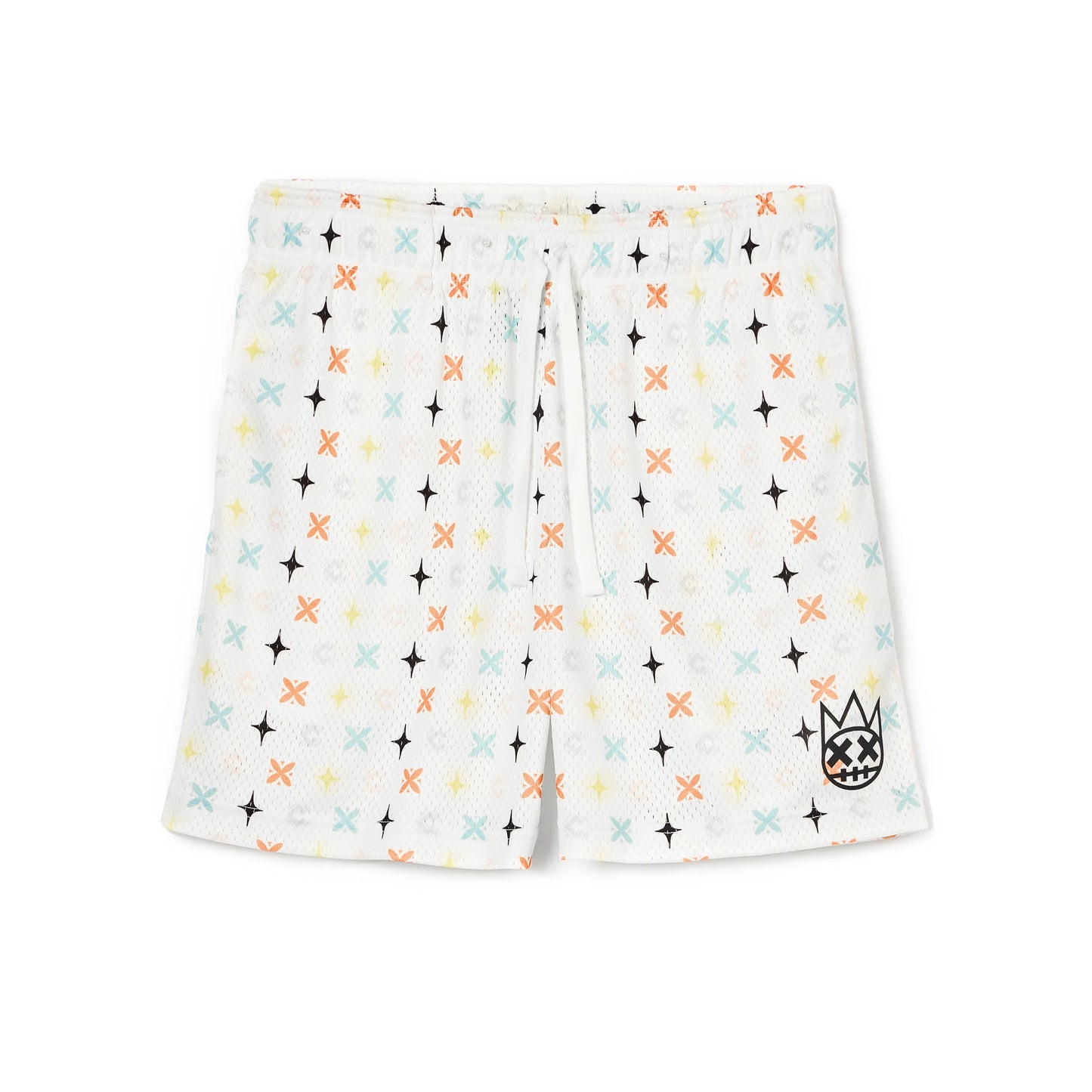 Cult's Mesh Shorts in Cult Repeat Pattern White