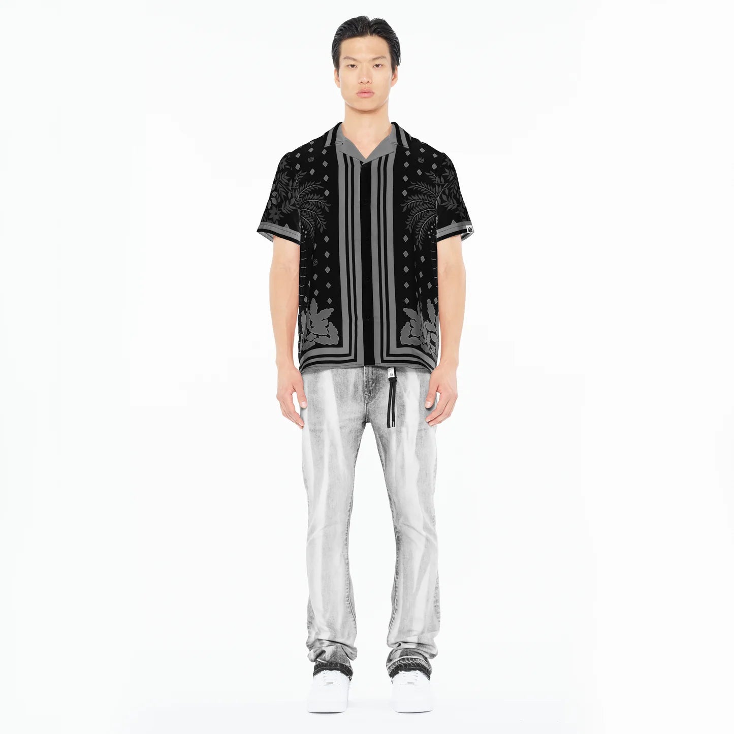 Cult's Cuban Short Sleeve Woven Shirt in Black Retro