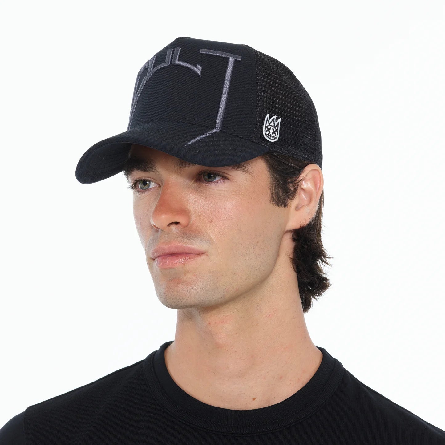 Cult's Arch Logo Mesh Back Trucker Hat in BlackCult's Arch Logo Mesh Back Trucker Hat in Black