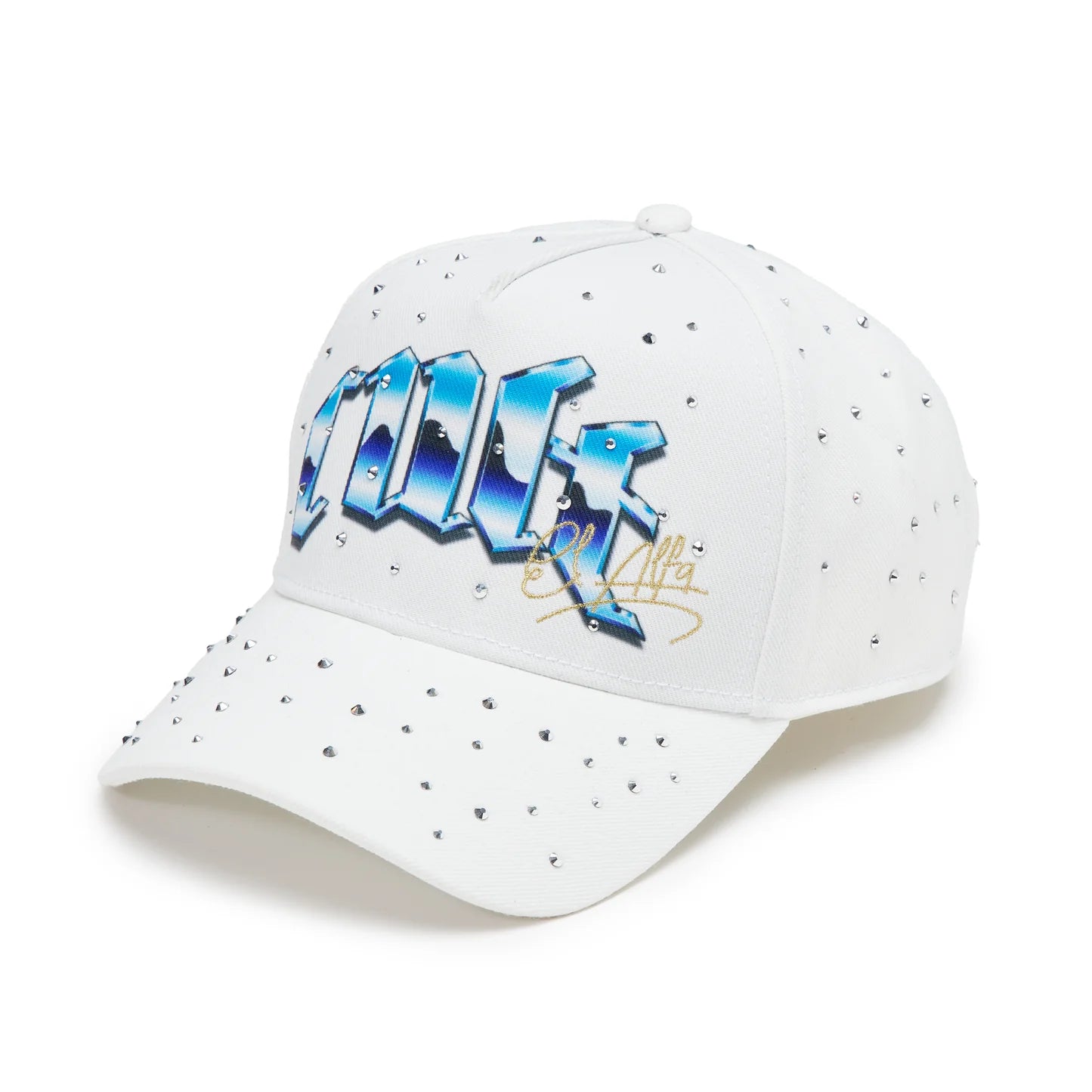 Cult x El Alfa Premium Logo 5 Panel A Frame Trucker Hat "Panther" in Winter White 625B8-CH106A