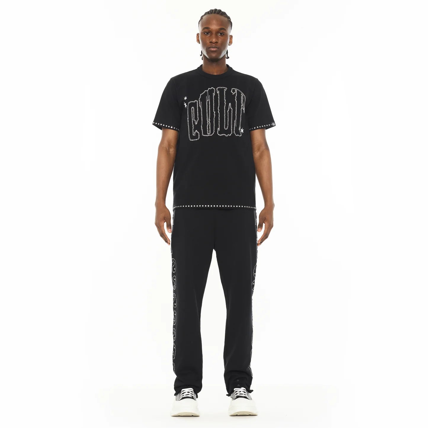 Cult x El Alfa Premium Short Sleeve Crew Neck Tee "Paisley" in Black 625B8-K28A