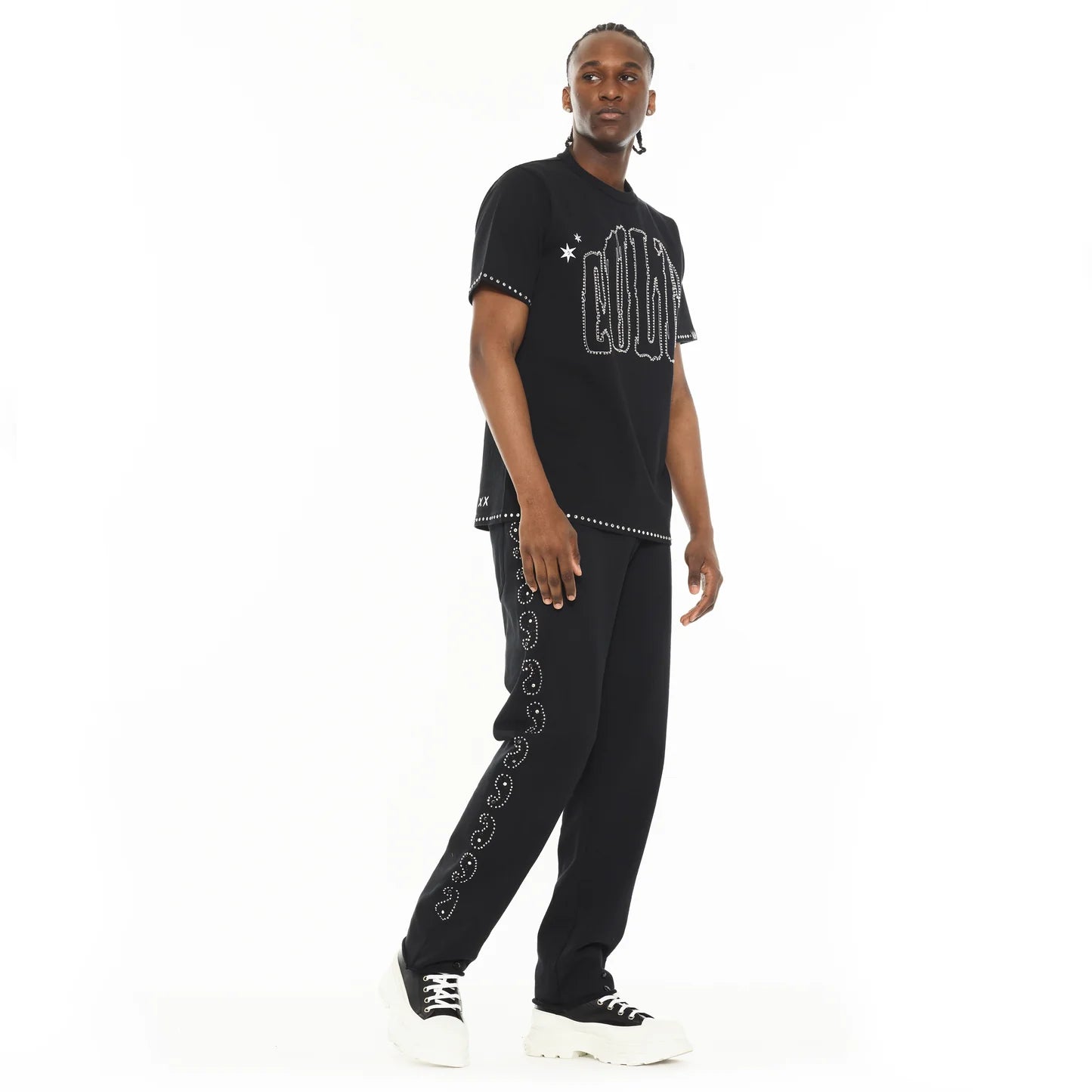 Cult x El Alfa Premium Short Sleeve Crew Neck Tee "Paisley" in Black 625B8-K28A