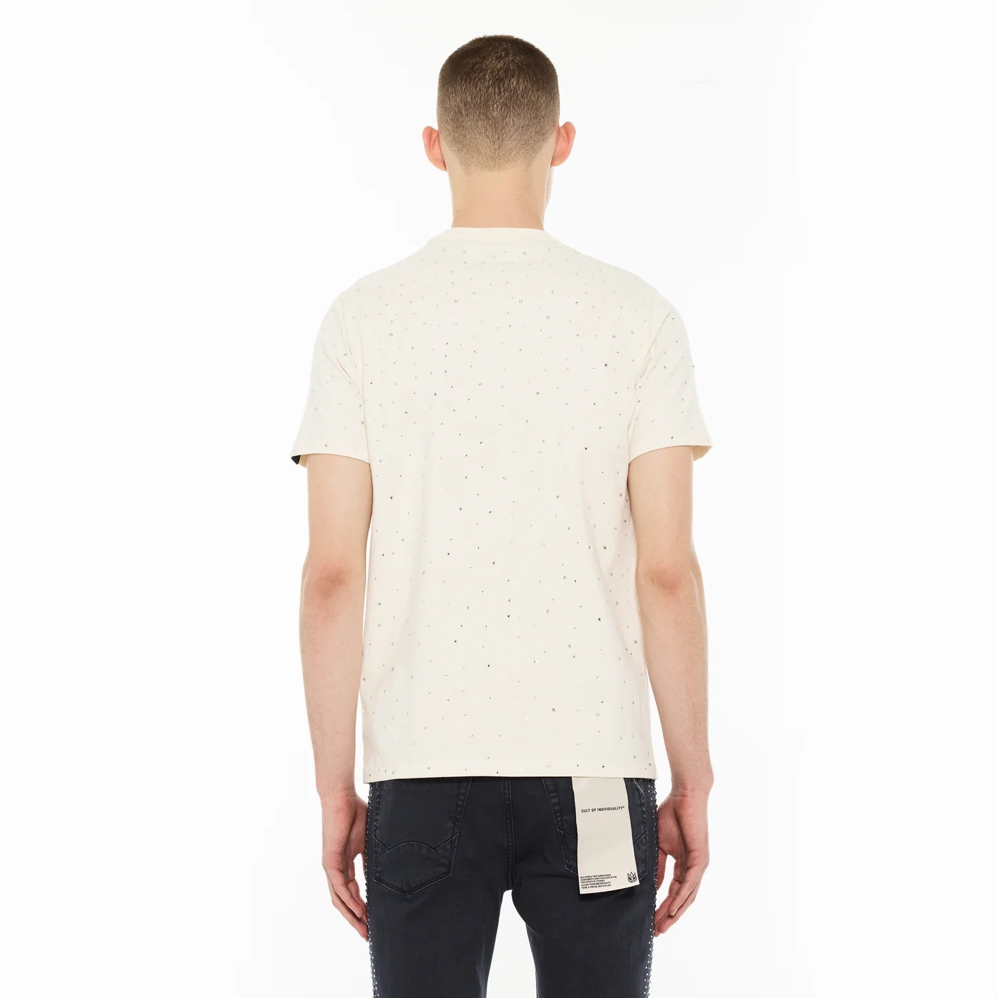 Cult x El Alfa Premium Short Sleeve Crew Neck Tee "Panther" in Winter White 625B8-K43A