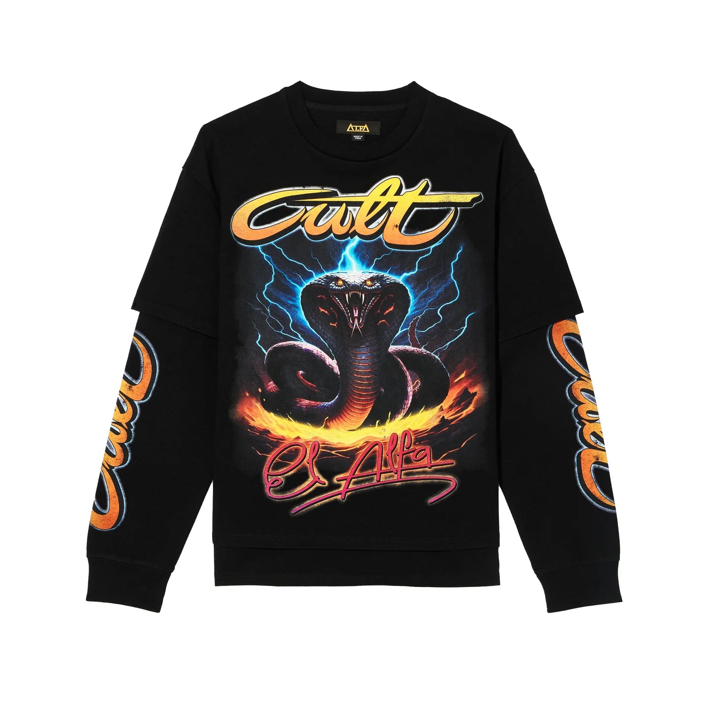 Cult x El Alfa Premium Long Sleeve Thermal Shirt "Cobra" in Black 625B8-LS26A