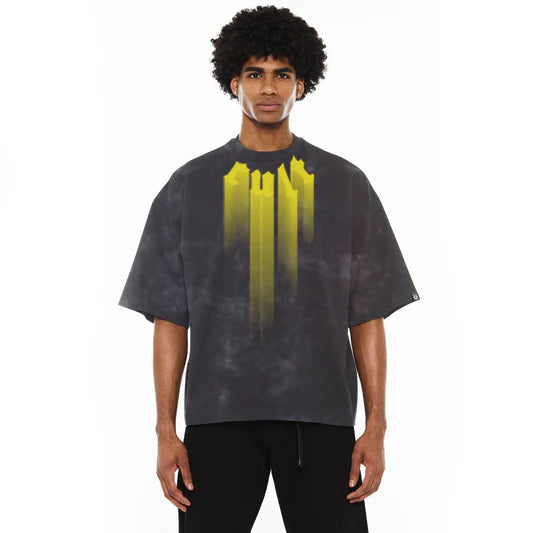 Cult's Oversized Heavyweight Boxy Short Sleeve Crew Neck Tee "Cult" in Vintage Charcoal 625B9-K47A-