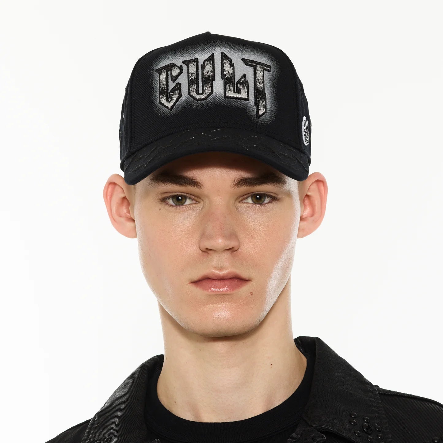 Cult's Logo Mesh Back Trucker Hat "Instruments" in Black 625BC-CH103A