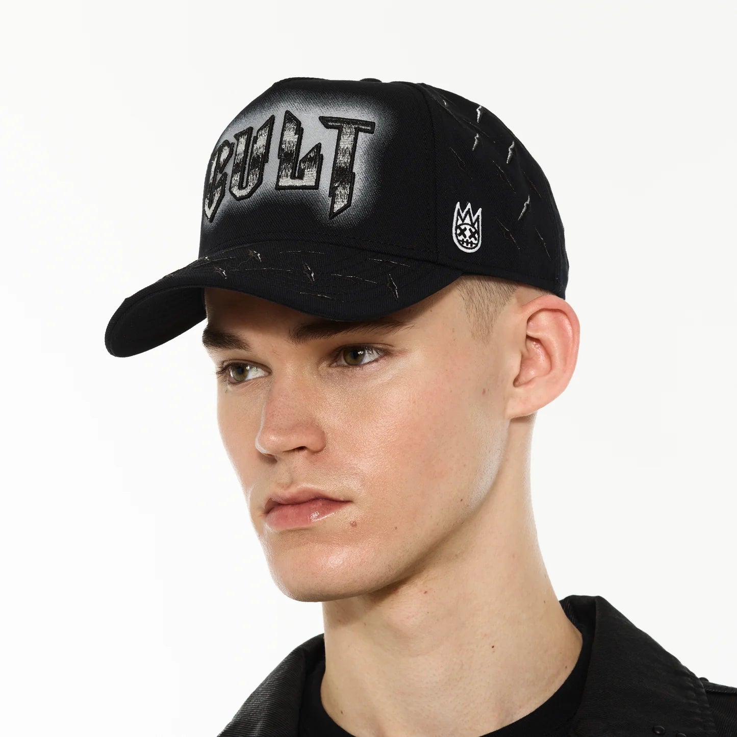 Cult's Logo Mesh Back Trucker Hat "Instruments" in Black 625BC-CH103A