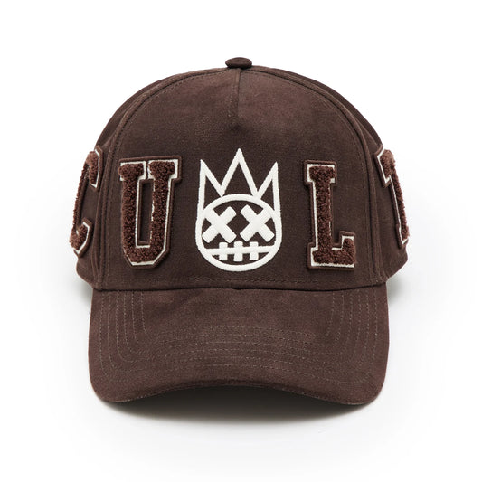 Cult's Logo Mesh Back Trucker Hat "Cult Chenille Suede" in Chocolate  625BC-CH105A