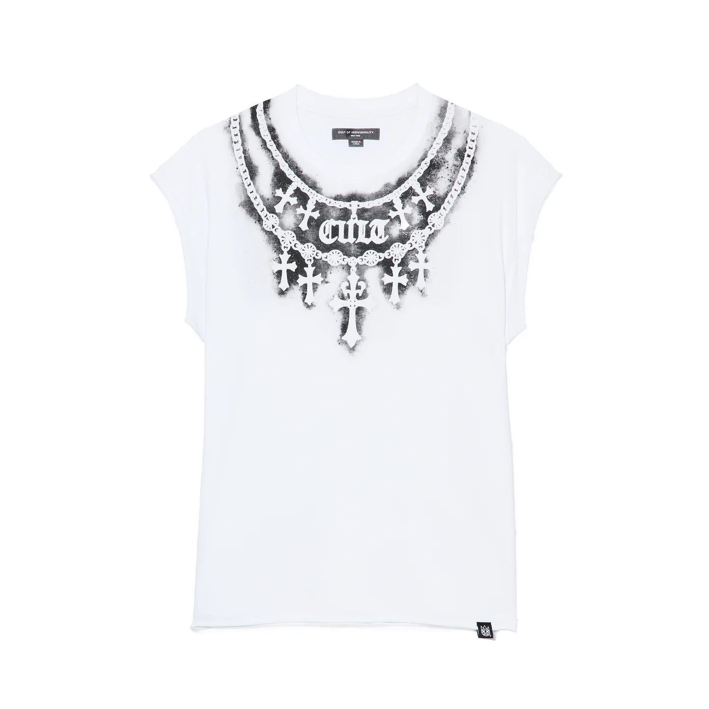 Cult's Sleeveless Tee "Stencil" in White 626A4-KS91A