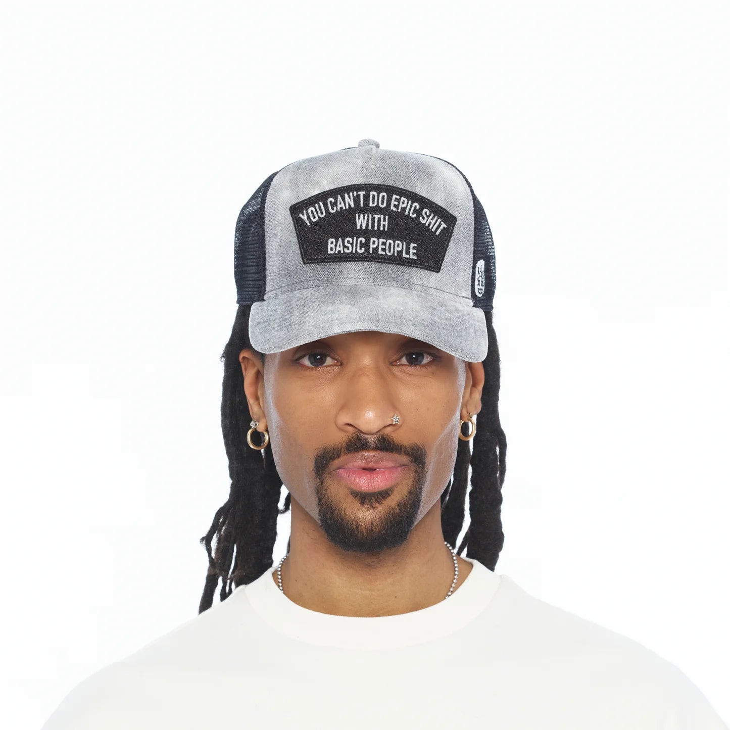 Cult's Mesh Back Trucker Hat "Cant Do Epic Shit" In Grey 626BC-CH47A