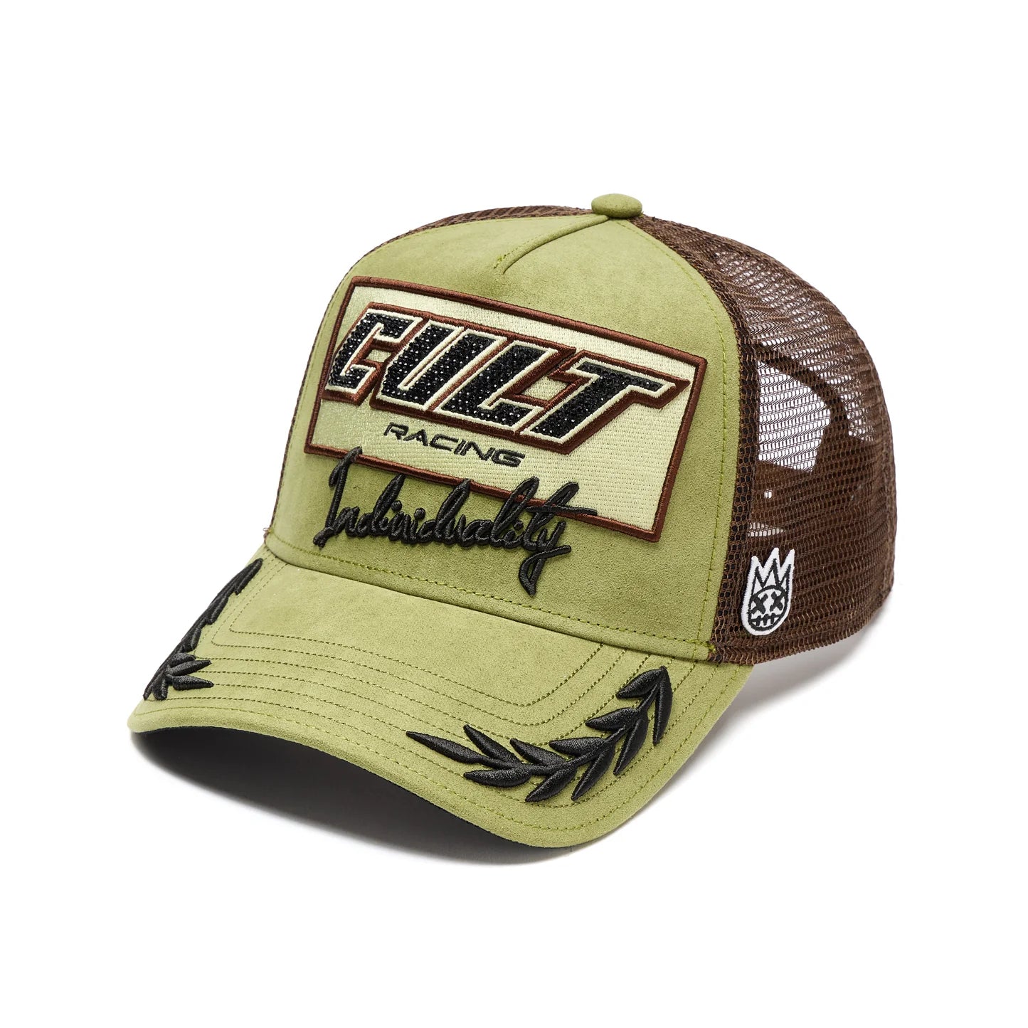 Cult's Mesh Back Trucker Hat "Cult Racing" In Olive 626BC-CH54A