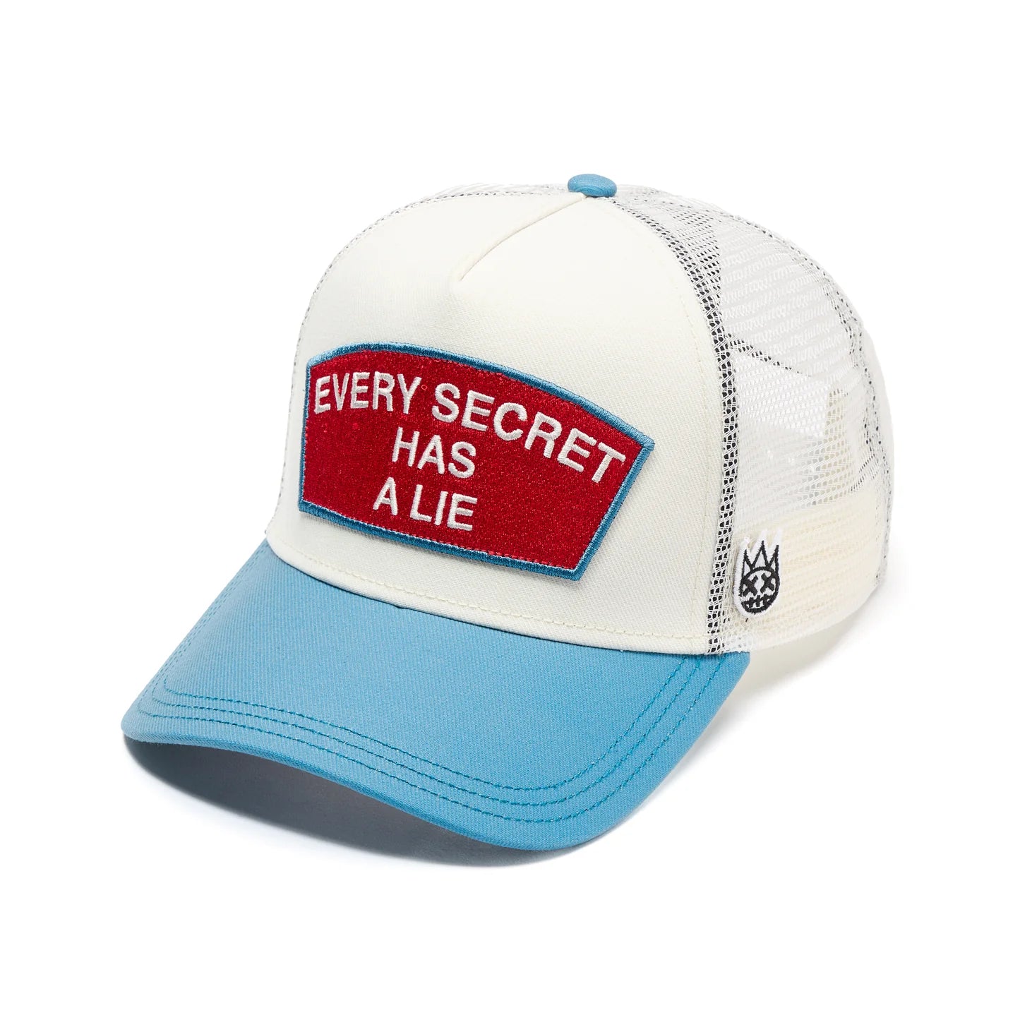 Cult's Mesh Back Trucker Hat "Every Secret Has A Lie" In Winter White 626BC-CH65A