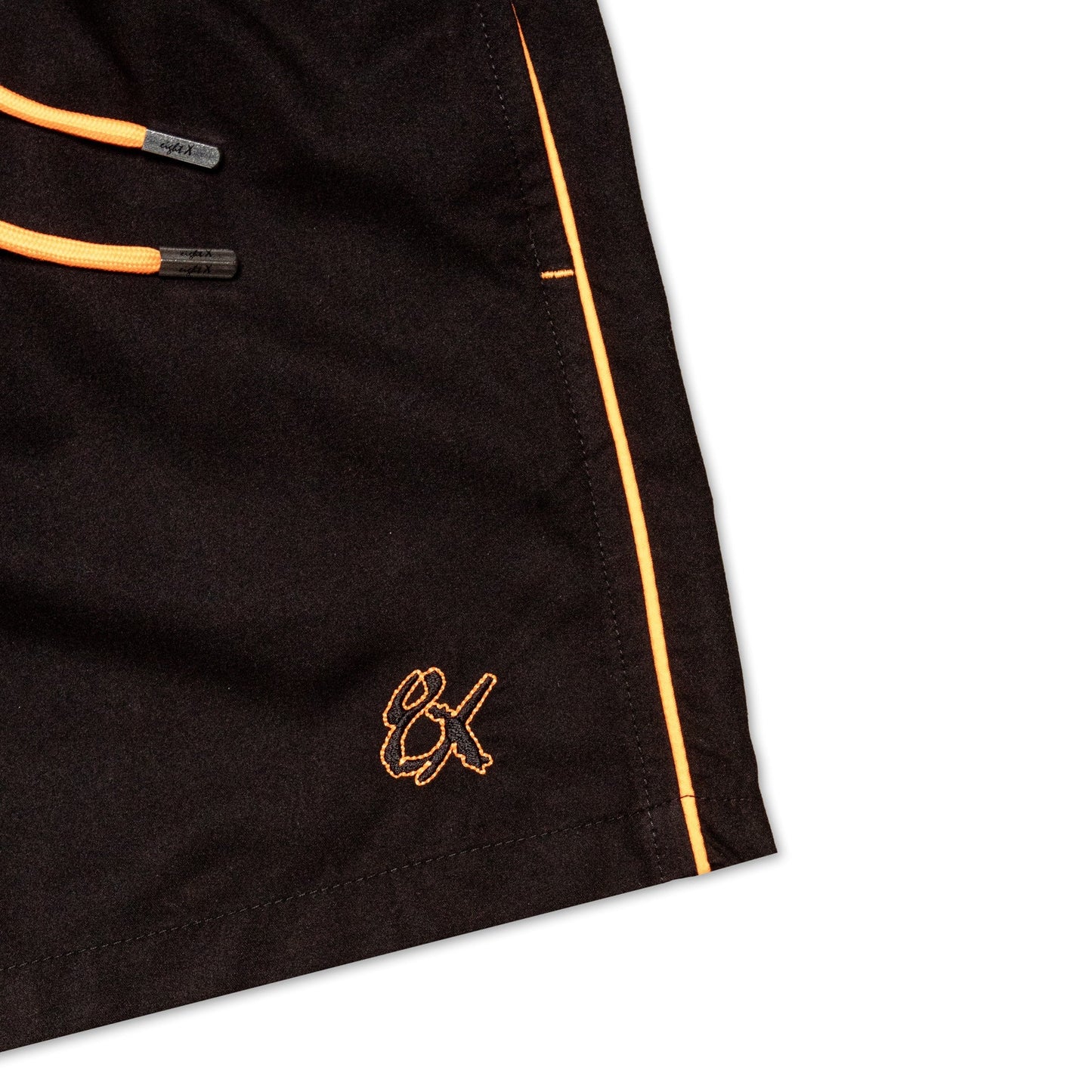 Eight X Men's Black Swim Trunks With Neon Orange Trim