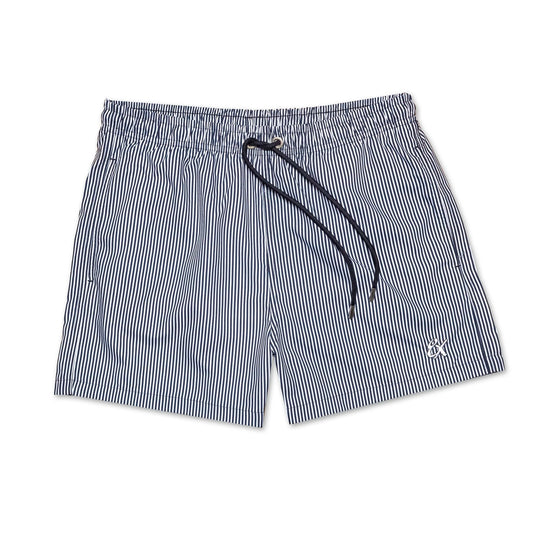 Eight X Men's Striped Slim Fit Swim Trunks - Navy