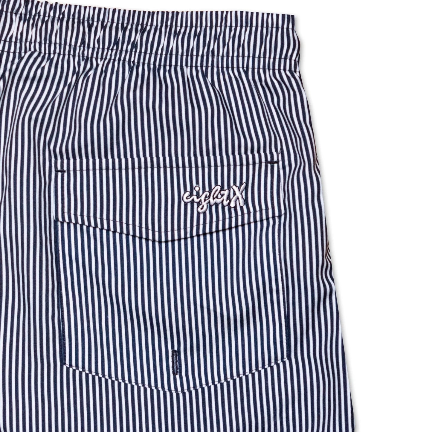 Eight X Men's Striped Slim Fit Swim Trunks - Navy