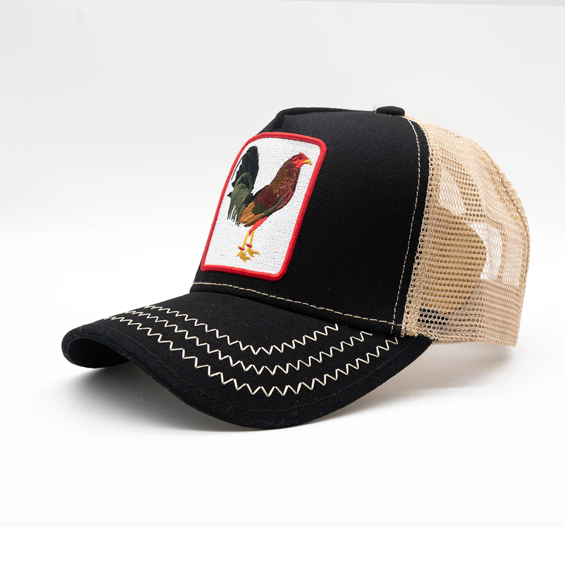 New Rooster Black/Beige trucker hat