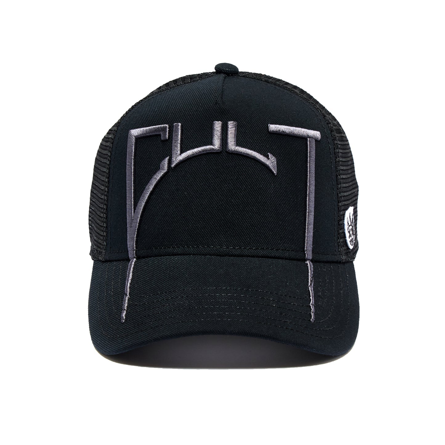 Cult's Arch Logo Mesh Back Trucker Hat in BlackCult's Arch Logo Mesh Back Trucker Hat in Black
