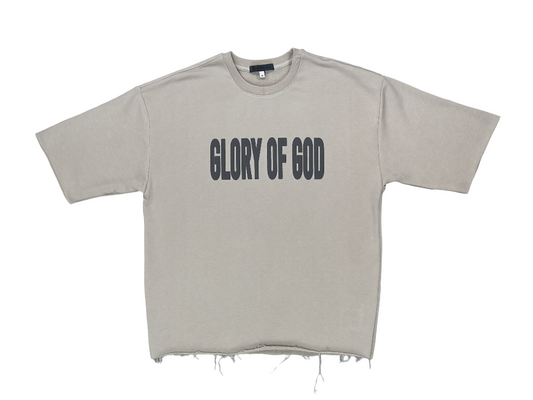 Glory of God Oversized Half Sleeve T-Shirt - Silver Sand Grey