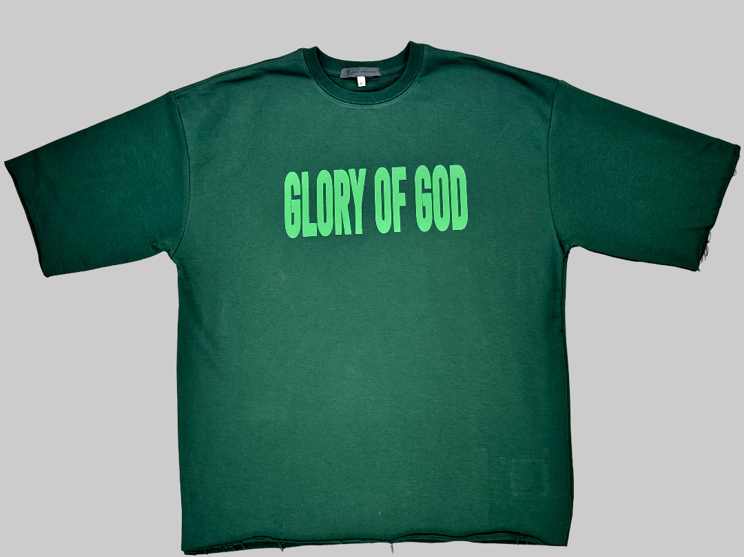 Glory of God Oversized Half Sleeve T-Shirt - Ultra-Soft Cotton in Rich Dark Green