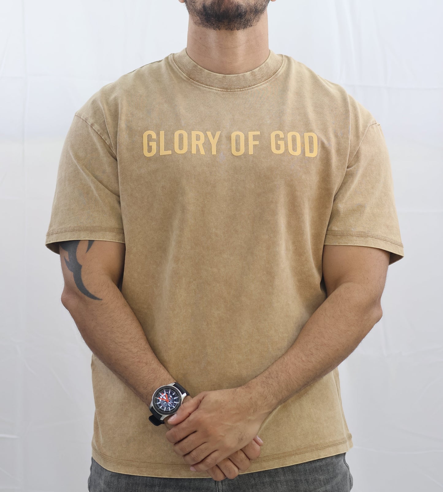 Glory of God Oversized T-Shirt - Luxuriously Soft Cotton in Light Brown