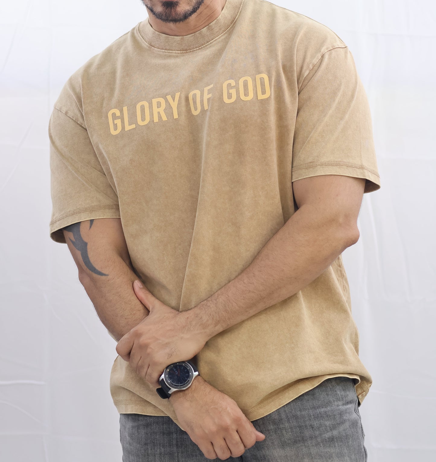 Glory of God Oversized T-Shirt - Luxuriously Soft Cotton in Light Brown