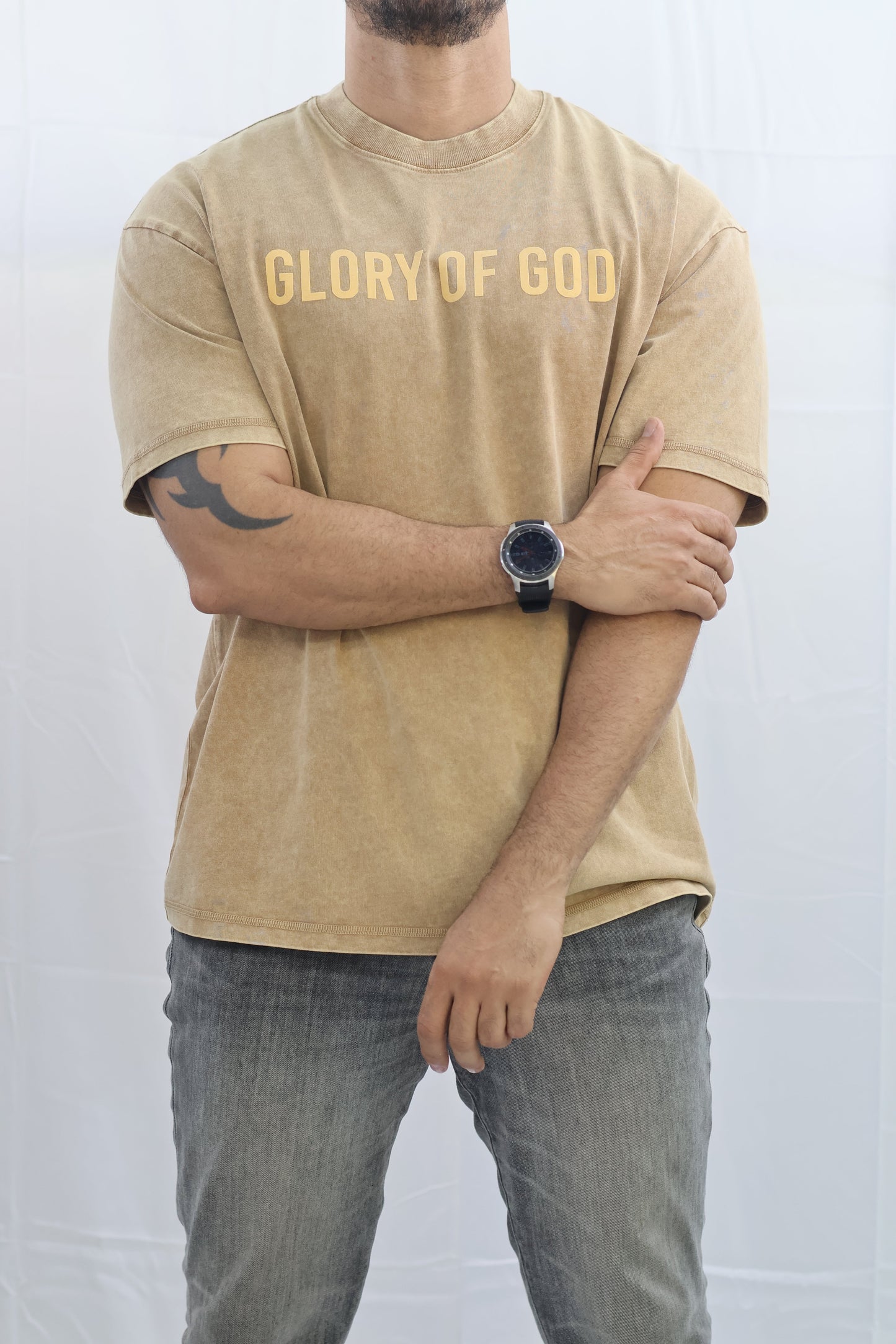 Glory of God Oversized T-Shirt - Luxuriously Soft Cotton in Light Brown