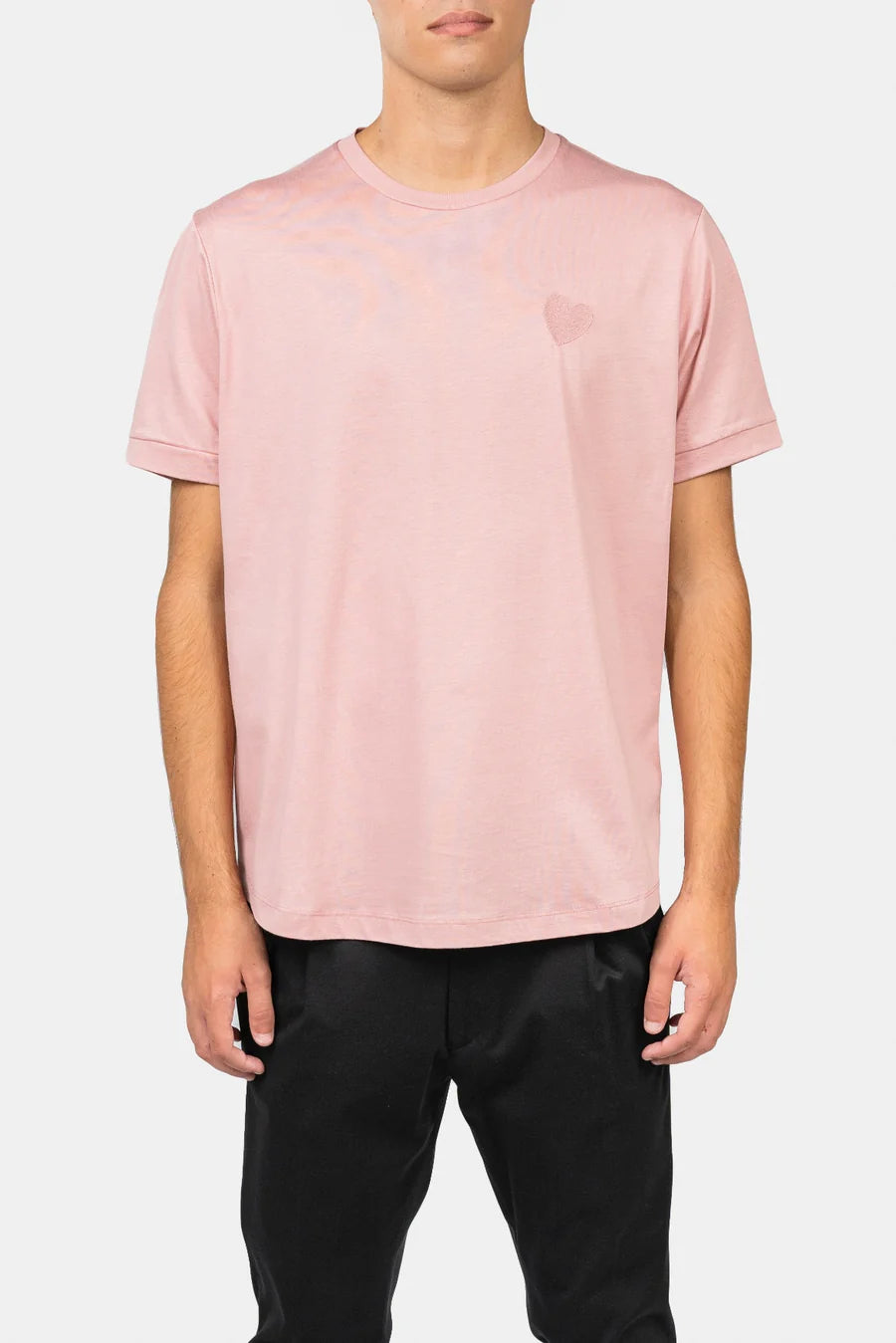 Classic Embroidery Heart Rose Tan T-shirt