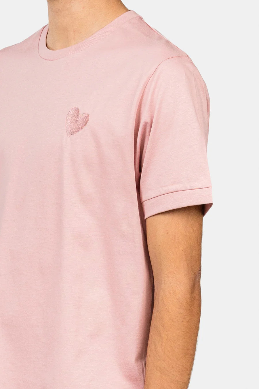 Classic Embroidery Heart Rose Tan T-shirt