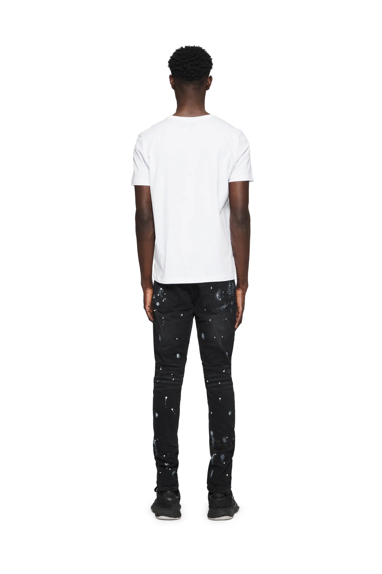 P001 Low Rise Skinny Jean Black Resin Knee Slit