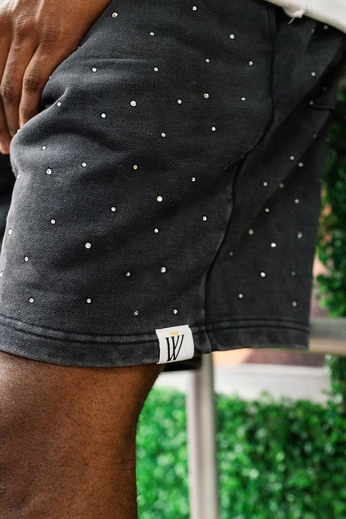Mr Wave shorts black rhinestone