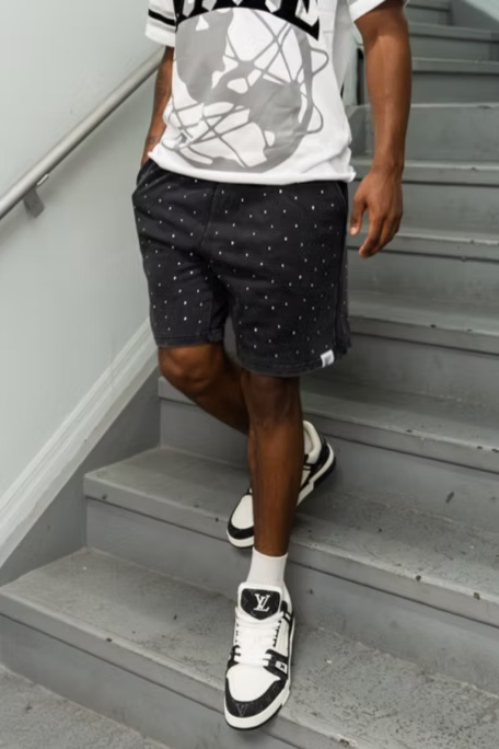 Mr Wave shorts black rhinestone