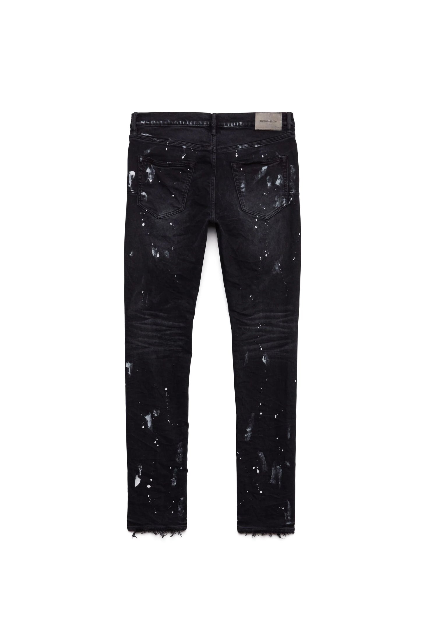 P001 Low Rise Skinny Jean Black Resin Knee Slit