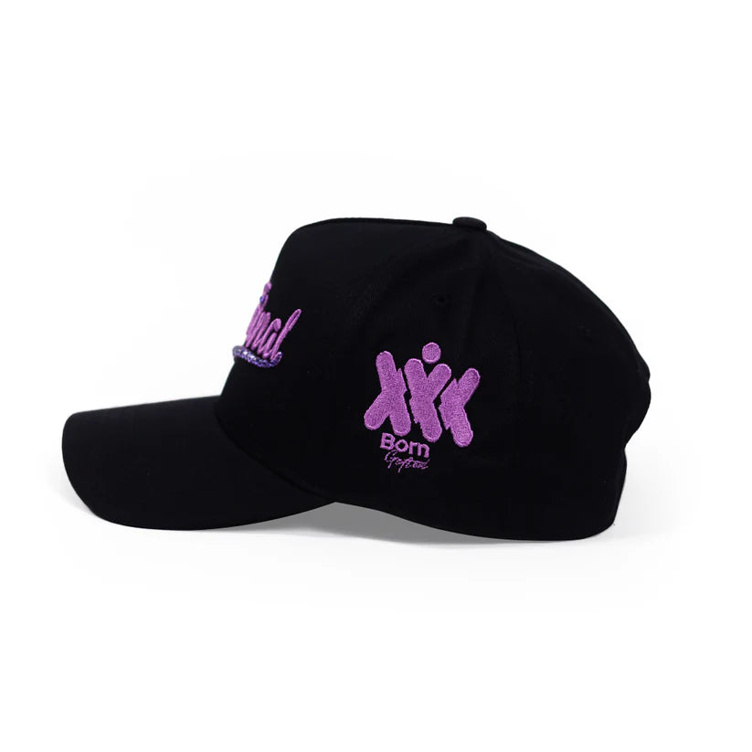 HAT AL FINAL BLACK AND PURPLE STONES