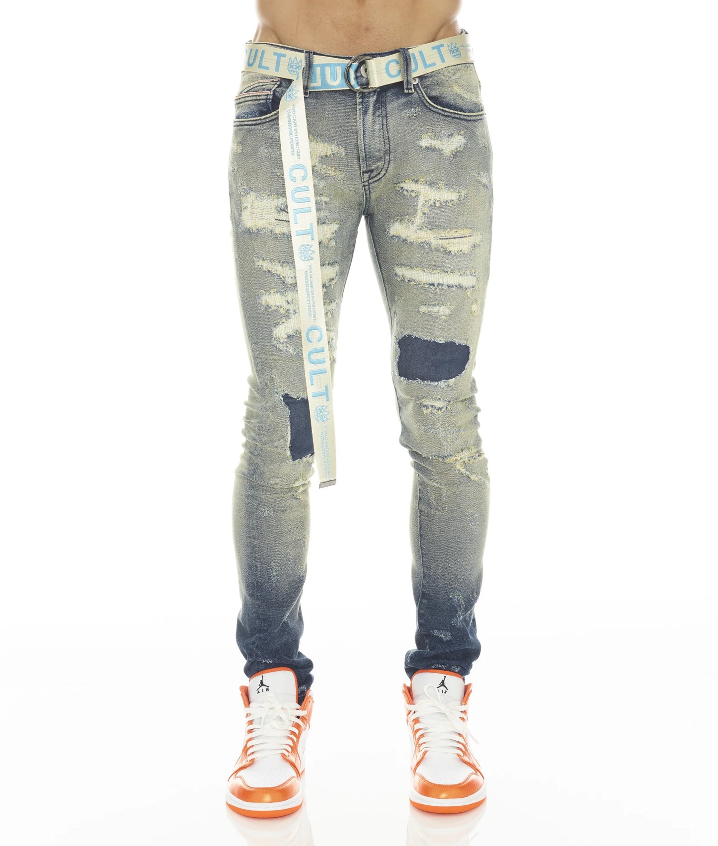 PUNK SUPER SKINNY STRETCH W/ BEET RED BELT IN INO