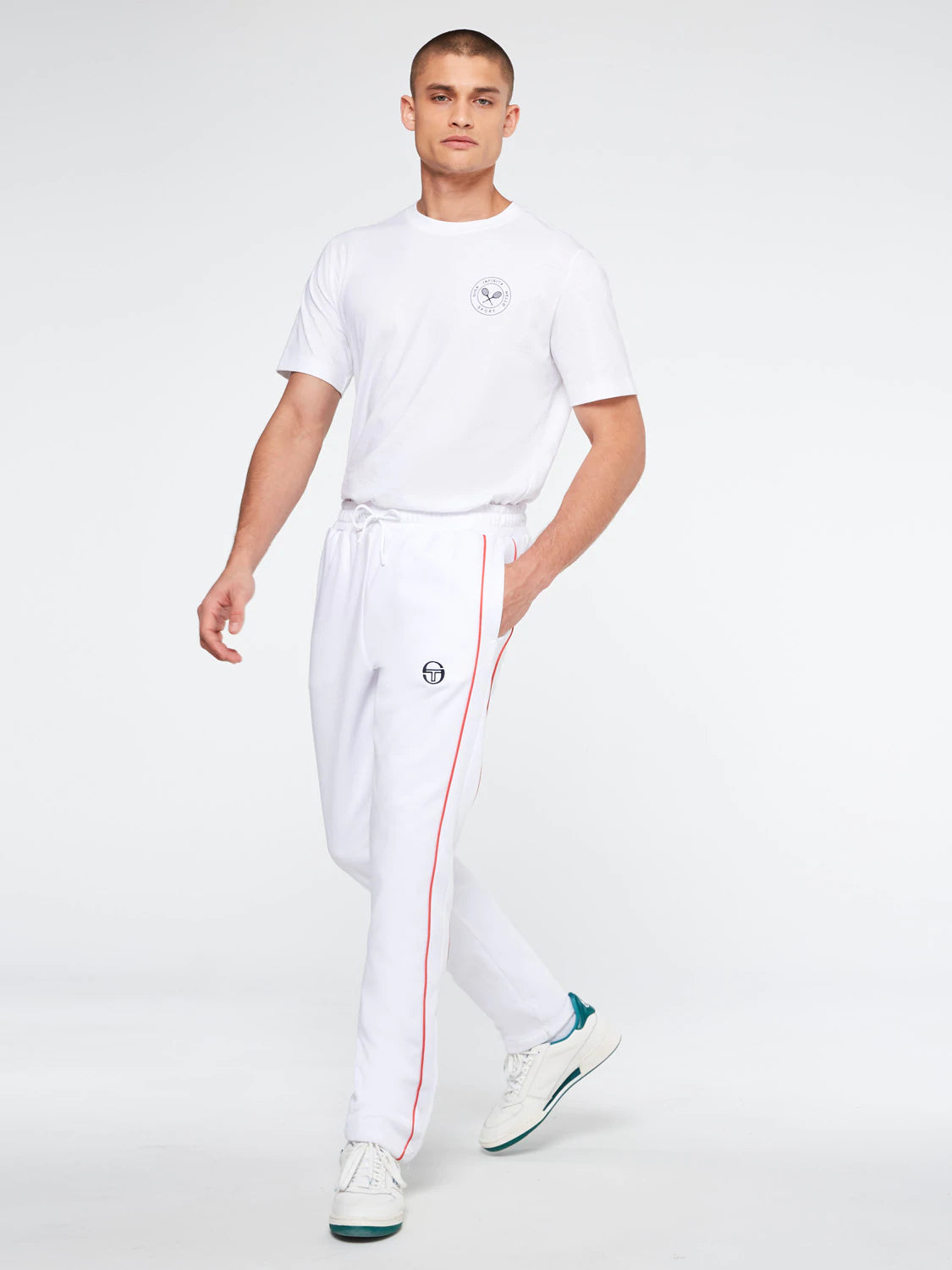 AMISCORA TRACK PANTS ARCHIVIO-WHITE/GRENADINE/JOLLY GREEN