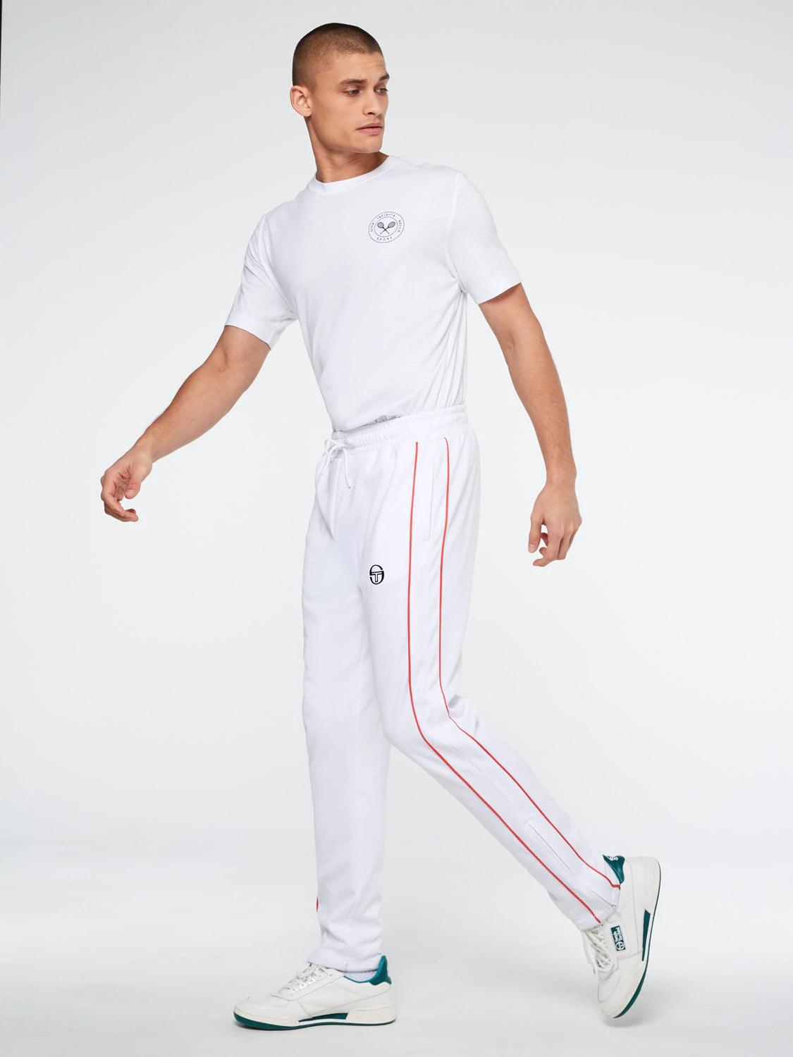 AMISCORA TRACK PANTS ARCHIVIO-WHITE/GRENADINE/JOLLY GREEN