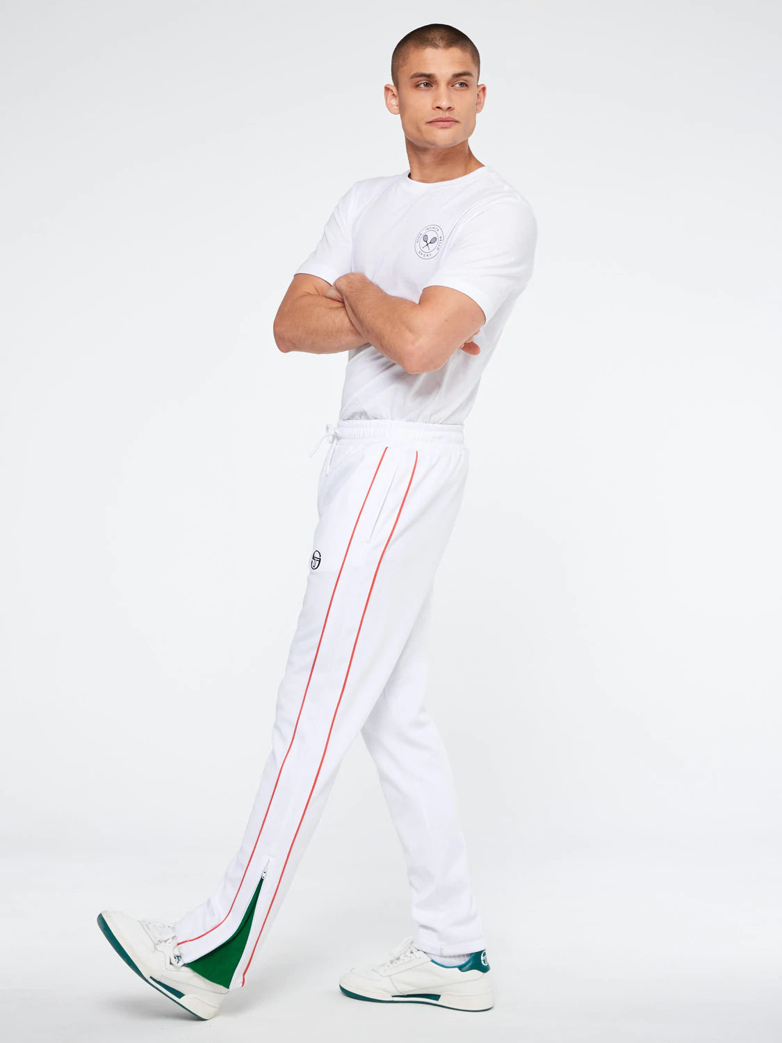 AMISCORA TRACK PANTS ARCHIVIO-WHITE/GRENADINE/JOLLY GREEN