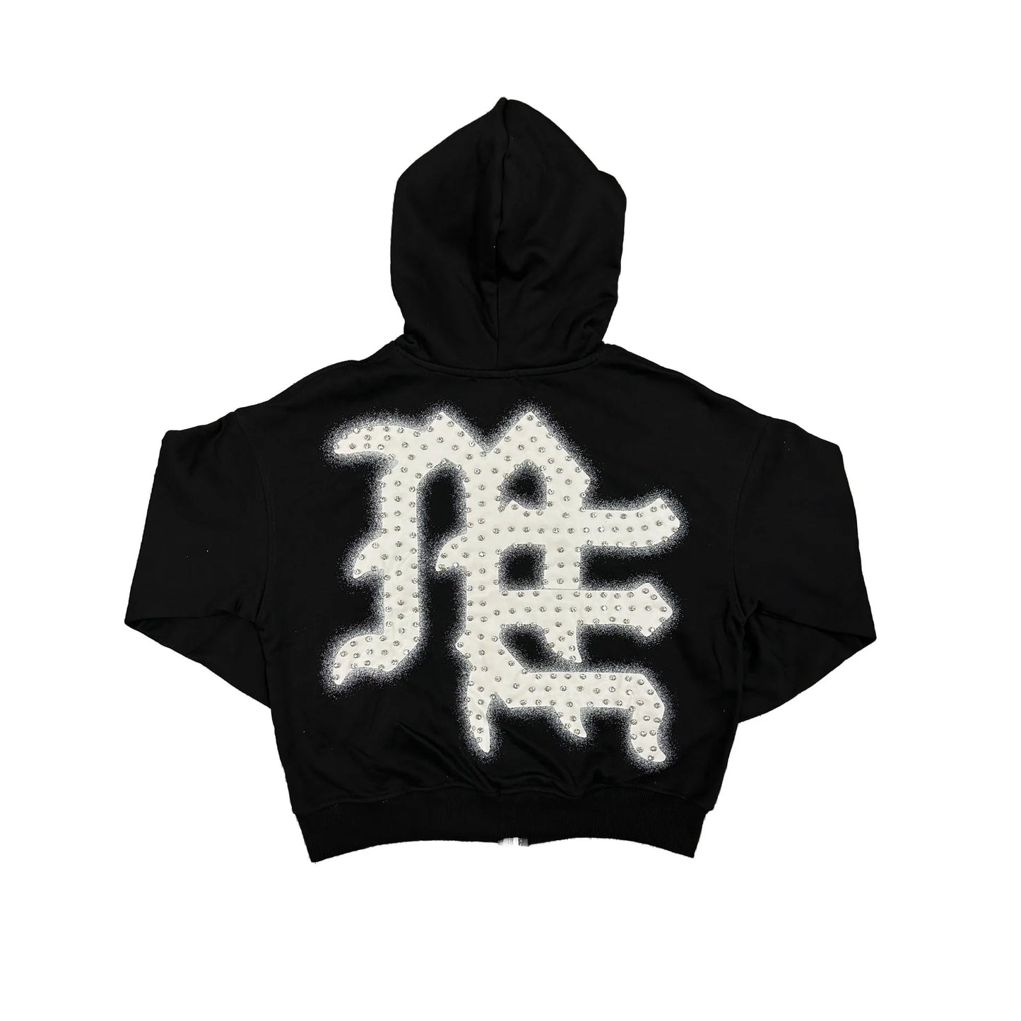 MIXED EMOTION / Black ‘End’ Rhinestone hoodie