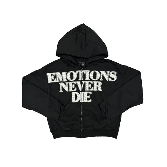 MIXED EMOTION / Black ‘End’ Rhinestone hoodie