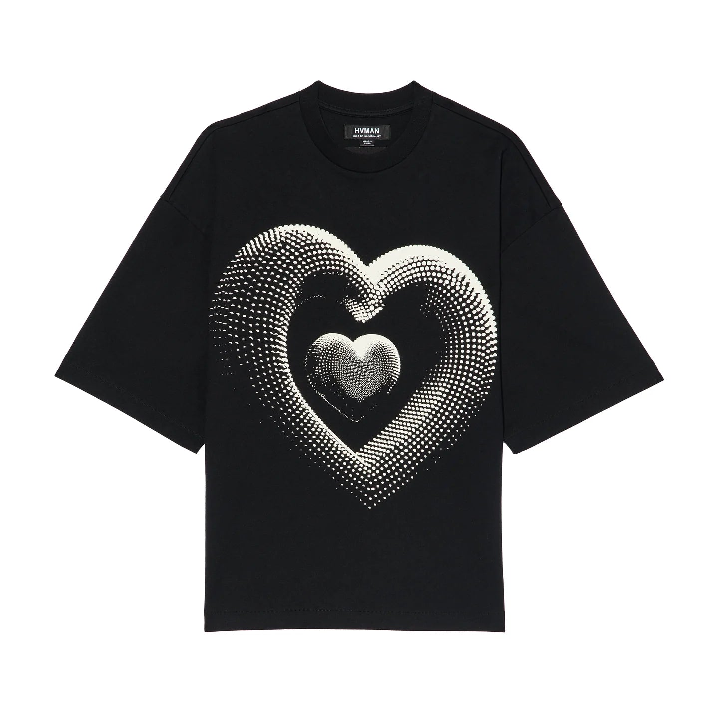 Hvman's Oversized Heavyweight Novelty Tee "Heart" in Black 326AC-TT04A