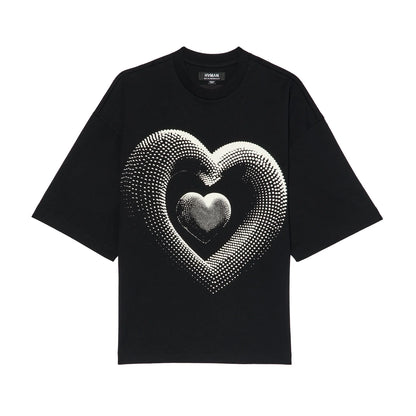 Hvman's Oversized Heavyweight Novelty Tee "Heart" in Black 326AC-TT04A
