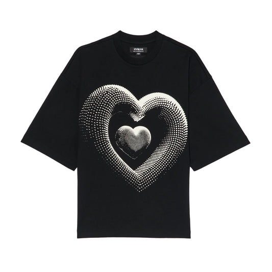 Hvman's Oversized Heavyweight Novelty Tee "Heart" in Black 326AC-TT04A